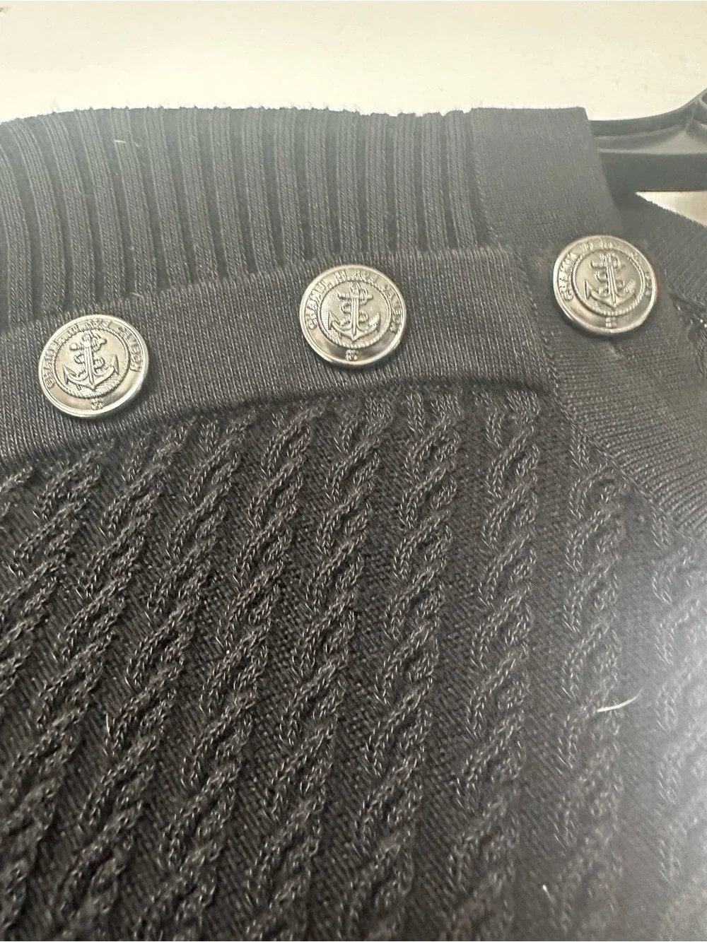 CHANEL Black Rib-Knit Mini Dress with Button Details
